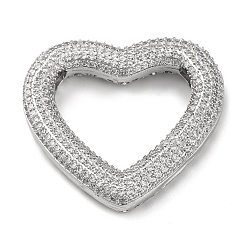 Платина Стойка металлическая латунная микропрофилированная кубическая циркония подвески, без кадмия и без свинца, сердце, платина, 33x35x6.5 мм, отверстие : 3x4.5 мм