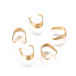 Настоящее золото 18K Вакуумное покрытие pvd 304 защелкивающиеся скобы из нержавеющей стали, реальный 18 k позолоченный, 6.5x3 мм, штифты : 0.3x0.5 мм