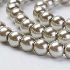 Gainsboro Eco-Friendly Dyed Glass Pearl Beads Strands, Grade A, Round, Cotton Cord Threaded, Gainsboro, 6mm, Hole: 1.2~1.5mm, about 70pcs/strand, 15.7 inch