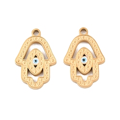 Hamsa Hand 304 нержавеющей стальной эмали подвески, золотые, hamsa hand charms, 17x11.5x2 мм, отверстие : 1.5 мм