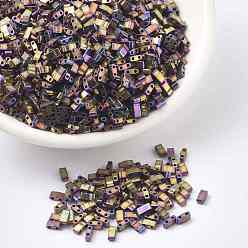 (HTL188) Metallic Purple Gold Iris MIYUKI Half TILA Beads, Japanese Seed Beads, 2 Hole, (HTL188) Metallic Purple Gold Iris, 5x2.3x1.9mm, Hole: 0.8mm, about 2500pcs/100g