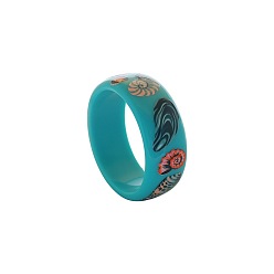 Shell Shape Ocean Printed Acrylic Bangles for Women, Dark Turquoise, Shell Shape, Inner Diameter: 2.56 inch(6.5cm)