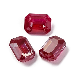 Сиамский Стеклянные стразы кабошоны, плоский зад, граненые, прямоугольные, Сиам, 8x6x3.5 мм