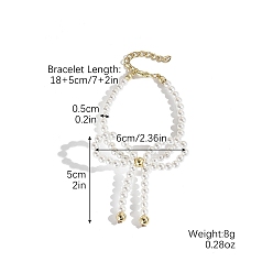 Золотой Женские пластиковые браслеты из бисера с искусственным жемчугом и бантом, золотые, 7-1/8 дюйм (18 см)