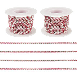 Pink 2 рулон электрофореза железо стразы стразы цепи, хрустальные стразы чашки, с катушкой, розовые, сс6.5 горный хрусталь: 2~2.1мм, Около 10 ярдов / рулон