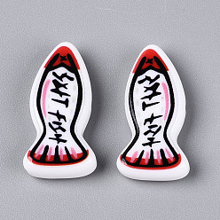 Малиновый Печатные непрозрачные бусины из смолы, рыба, малиновый, 13.5~14x27~28x5~6 мм, отверстие : 1.4~1.5 мм