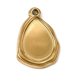 Real 18K Gold Plated 304 Stainless Steel Pendant Cabochon Settings, Teardrop, Ion Plating(IP), Real 18K Gold Plated, 20.5x14x2.5mm, Hole: 1.6mm, Tray: 14.5x10mm