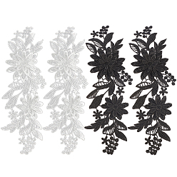 (52) Непрозрачная лаванда 4шт. 2 цвета полиэстер вышивка водорастворимые аппликации, Аксессуары для орнаментов, швейные украшения, 3 d цветок, разноцветные, 260x80x1~3 мм, 2 шт / цвет