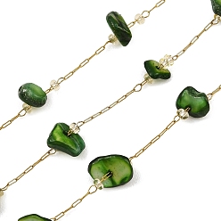 Настоящее золото 18K Цепочки из латуни и окрашенных натуральных ракушек, чип, пайки, с катушкой, долговечный, стойки покрытие, без кадмия и без свинца, реальный 18 k позолоченный, 6~10x4~7x1~4 мм