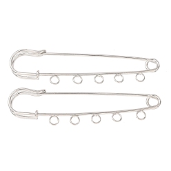 Platino Imperdibles de hierro, piezas para broches, Alfileres para falda escocesa con cinco presillas, chapado en rack, Platino, 22x80x6 mm, agujero: 3.5 mm