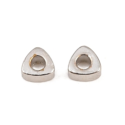 Platinum Brass Beads, Triangle, Rack Plating, Long-Lasting Plated, Lead Free & Cadmium Free, Platinum, 3x3x1.5mm, Hole: 1.2mm