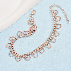 Розовое Золото Браслеты на ногу из сплава со стразами, браслеты на ногу с кисточками и цепочкой из шариков, розовое золото , 7-1/2 дюйм (190 мм)