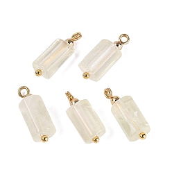 Lemon Quartz Heated Natural Lemon Quartz Pendants, Column Charms, with Golden Tone Brass Findings, Faceted, 16.5~18.5x5.5~7.5x5.5~7.5mm, Hole: 1.6~2mm, about 5pcs/bag