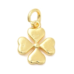 Настоящее золото 18K Латунь прелести, клевер, долговечный, стойки покрытие, с целью перехода в кольце, реальный 18 k позолоченный, 12.5x10.5x2 мм, отверстие : 3.2 мм