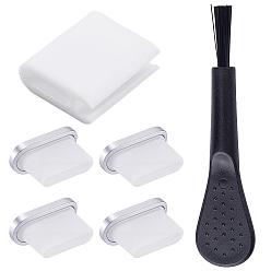 Серебро Защитные заглушки для мобильных телефонов из АБС-пластика, с кистью, прямоугольные, с пластиковыми заглушками для мобильных телефонов от пыли 1, серебряные, 6.5x10.5x4.5 мм