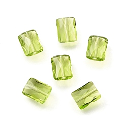 Желто-Зеленый Стекло имитация австрийских хрустальных бусин, прямоугольные, граненые, желто-зеленый, 8x6.5x4 мм, отверстие : 1.2 мм