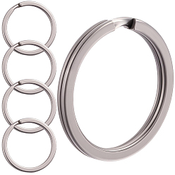 Platinum 5Pcs Titanium Alloy Split Key Rings, Keychain Clasps, Platinum, 28x2.5mm, Inner Diameter: 23mm