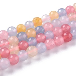 Разноцветный Натуральный белый нефритовые четки, круглые, окрашенные, красочный, 6 мм, отверстие : 1 мм, около 58~61 шт / нитка, 37.5~38.5 см