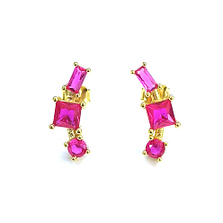 Pink 925 Серебряные геометрические серьги-гвоздики с инкрустацией из циркония
