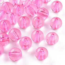 Бледно-Розовый Прозрачные акриловые бусины, круглые, розовый жемчуг, 12x11 мм, отверстие : 2.5 мм, Около 566 шт / 500 г