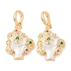 Настоящее золото 18K Латунный микро-паве кубический цирконий, дерево, окрашеные, за половину пробурено бисера, стойки покрытие, долговечный, реальный 18 k позолоченный, 31 мм, штифты : 0.6 мм