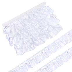 White 1Pc Polyester Stain Ribbons, for Clothes Accessories, with 1Pc Cardboard Display Card, White, 2 inch(50mm), about 15.00 Yards(13.72m)/Set