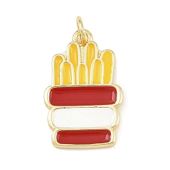 Food Латунь эмаль подвески, золотые, с целью перехода в кольце, картофель-фри, 21x13.5x2 мм, отверстие : 2.5 мм