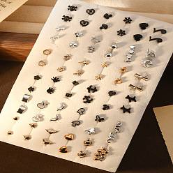 (52) Непрозрачная лаванда 50пары комплектов серег-гвоздиков из сплава с эмалью, разнообразные, разноцветные, 150x110 мм