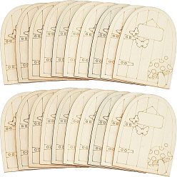 Античный Белый Деревянная сказочная дверь украшения, старинный белый, 9.9x6.75x0.2~0.3 см