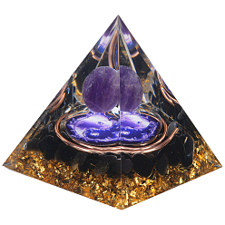 Аметист Кристаллические украшения дисплея эпоксидной смолы, сплошной треугольник, 50x50x52 мм