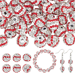 Прозрачный 40шт. бусины из полимерной глины ручной работы со стразами, круглые, прозрачные, 10 мм, отверстие : 1.4~1.5 мм