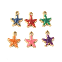 Морская звезда 304 нержавеющей стальной эмали подвески, ионное покрытие (ip), золотые, морская звезда, 13x9.5x3 мм, отверстие : 1.2 мм