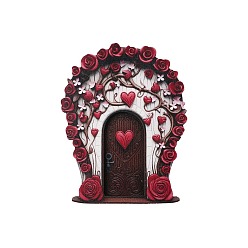 Цветок Украшения для деревянных дверей, миниатюрная волшебная дверь на елку, для дома, садовые украшения, цветочная дверь, цветок, 100x80 мм