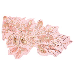 Red Peacock Tail Pattern Polyester Lace Computerized Embroidery Ornament Accessories, with Paillette/Sequin, for DIY Clothes, Bag, Pants Decoration, Red, 650x400x0.1mm