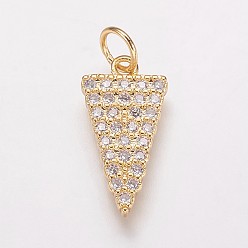 Золотой Латуни циркония кубической подвески, треугольные, золотые, 17x8.5x2 мм, отверстие : 3.5x5 мм