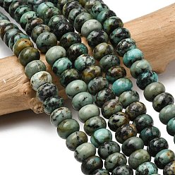 Африканский Бирюза(яшма) Бусы натуральная африканская бирюза (яшма), рондель, 8.5x5.5 мм, отверстие : 1 мм, около 73 шт / нитка, 15.35'' (39 см)