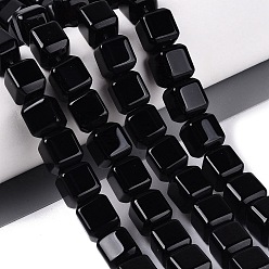 Black Onyx Brins de perles d'onyx noir naturel, cuboïde, teints et chauffée, 10~12x9~10x9~10mm, Trou: 0.6~0.9mm, Environ 32~36 pcs/chapelet, 14.37~16.34 (36.5~41.5 cm)