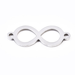 Stainless Steel Color Non-Tarnish 201 Stainless Steel Link Connectors, Laser Cut, Infinity, Stainless Steel Color, 8x21.5x1mm, Hole: 1.4mm