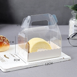 Clear Foldable Transparent PET Cupcakes Boxes, Portable Dessert Bakery Boxes, Rectangle, Clear, 12x8x6cm