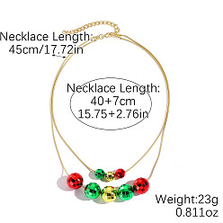 Круглые Подвеска из акрилового диско-шара с бусинами, двухслойное ожерелье из сплава на рождественскую тематику, золотые, красочный, круглые, 15.75 дюйм (40 см)