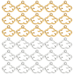 Античный Серебрянный & Античный Золотой 200 шт 2 цвета подвески из сплава в тибетском стиле, без свинца и без кадмия, облако, старинное серебро и античный золотой, 12.5x14x1 мм, отверстие : 1.5 мм, 100 шт / цвет