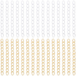 Golden & Silver 100Pcs 2 Colors Zinc Alloy Chain Extender, Golden & Silver, 50x4x1mm, Hole: 3x2mm, 50pcs/color