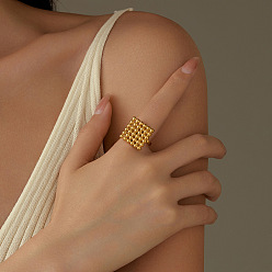 Золотой 304 открытые манжеты из нержавеющей стали для женщин, квадратный, золотые, площади: 18x18 mm, регулируемый