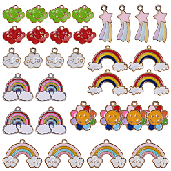 Mixed Color Alloy Enamel Pendants, Mixed Shapes, Mixed Color, 32pcs/set