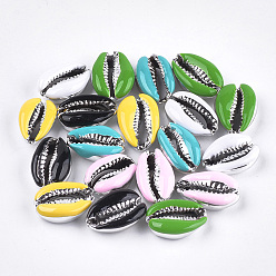 (52) Непрозрачная лаванда Шарики из гальванического каури, с эмалью, нет отверстий / незавершенного, платина, разноцветные, 18~20x12~14x6~7.5 мм