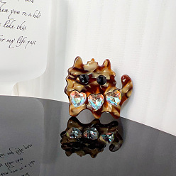 Сиена Мини-заколки для волос из ацетата целлюлозы в форме кошки, со стразами, аксессуары для волос для женщин и девочек, цвет охры, 45x40 мм