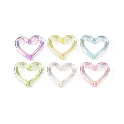 Сердце Прозрачные акриловые бусины с УФ-покрытием. смешанный цвет, сердце, 25x29.5x7 мм, отверстие : 2.5 мм