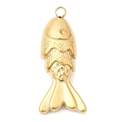 Fish 304 подвески из нержавеющей стали, очарование рыбы, ионное покрытие (ip), реальный 18 k позолоченный, ручная полировка, рыба, 27x12x7 мм, отверстие : 2 мм