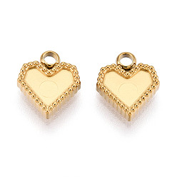 Настоящее золото 18K 304 Настройки кабошон из нержавеющей стали кулон, ионное покрытие (ip), сердце, реальный 18 k позолоченный, лоток : 4.5x7 мм, 10.2x9x2.2 мм, отверстие : 1.8 мм
