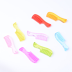 Mixed Color Transparent Acrylic Big Pendants, Comb, Mixed Color, 57.5x19x5.5mm, Hole: 3mm, about 136pcs/500g